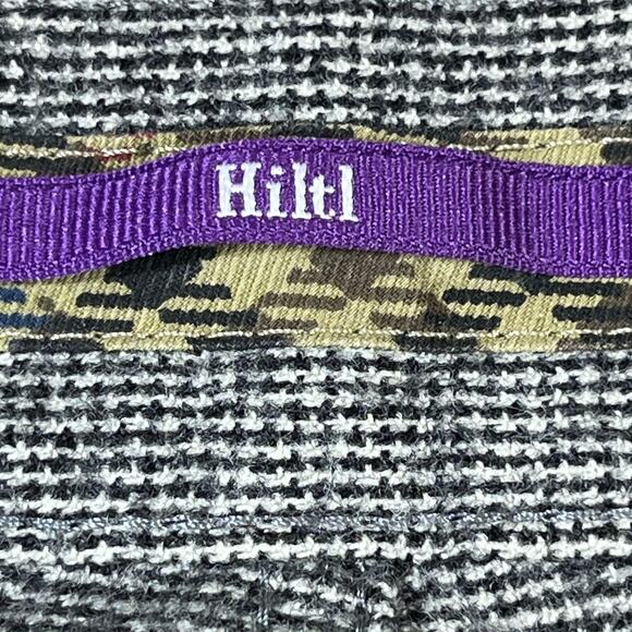 Hitltl Men’s 36/38 Gray Mini Check 100% Wool Flat Front Tailored Dress Pants - Picture 3 of 9